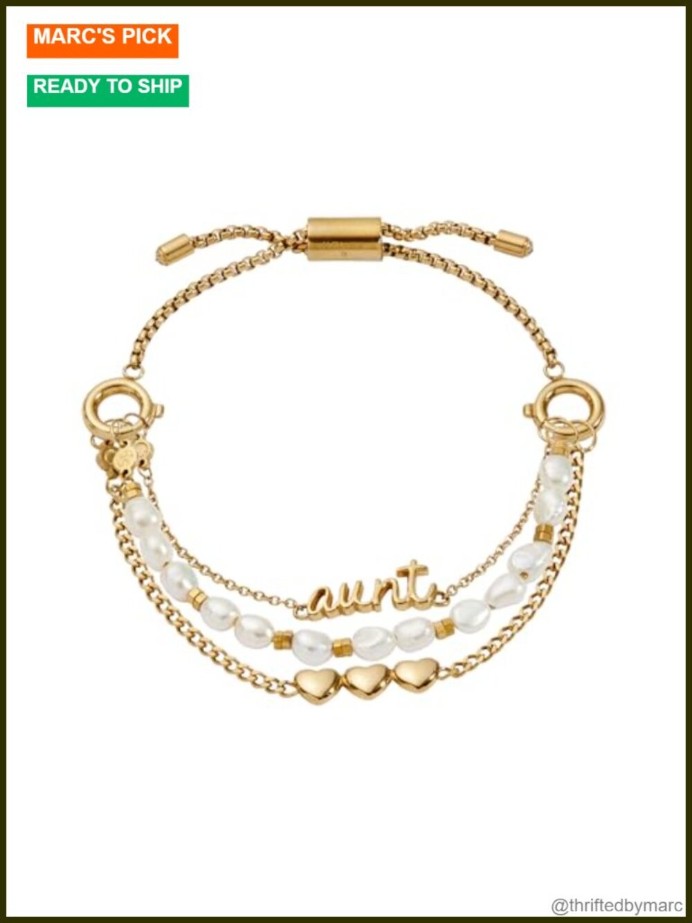 Stainless Steel Gold Adjustable Strand Bracelet Set Heart Charm Family Gift